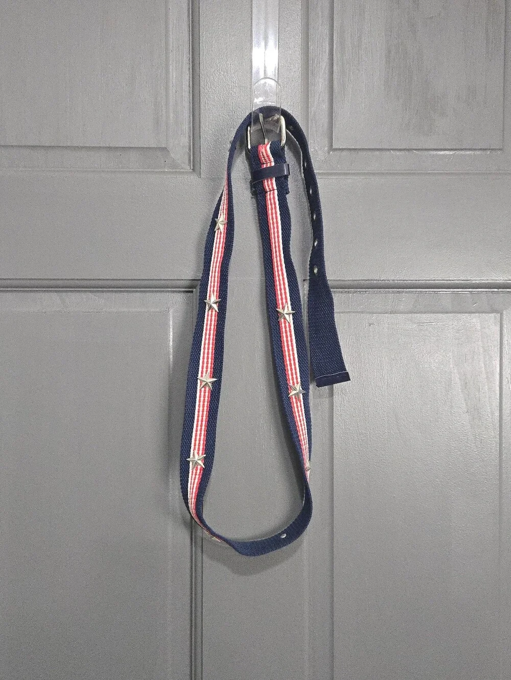 Vintage Red White Blue Belt With Star Studs